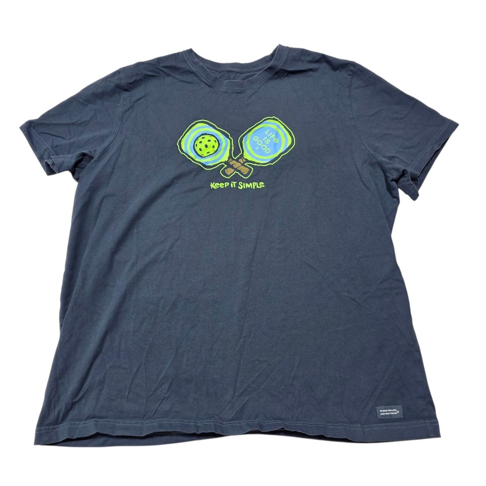 Life Is Good T-Shirt Mens XXL Blue Pickleball Keep It Simple Graphic Tee Cotton - Picture 8 of 8